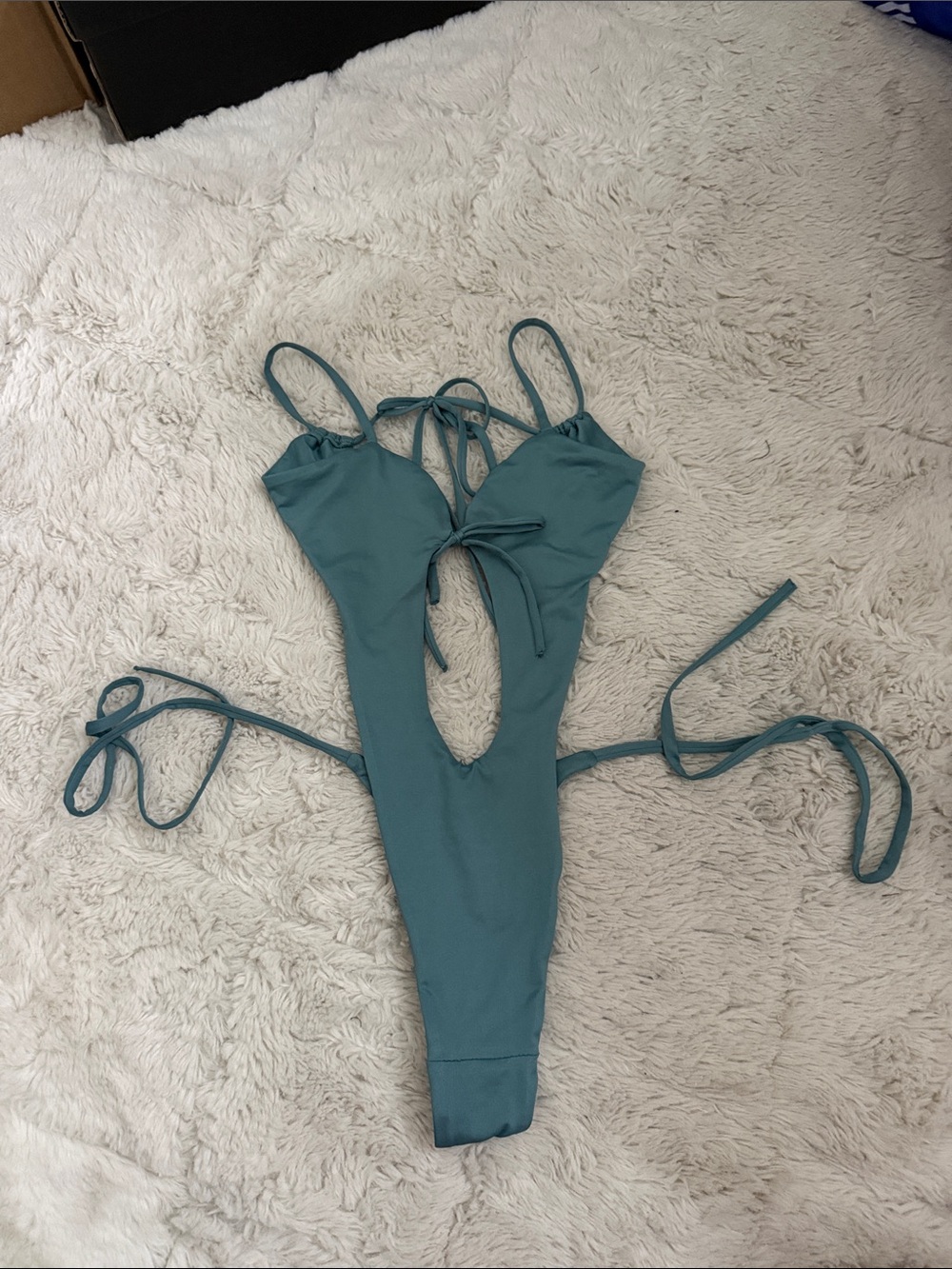 Oh Polly Teal Cutout One-Piece Swimsuit